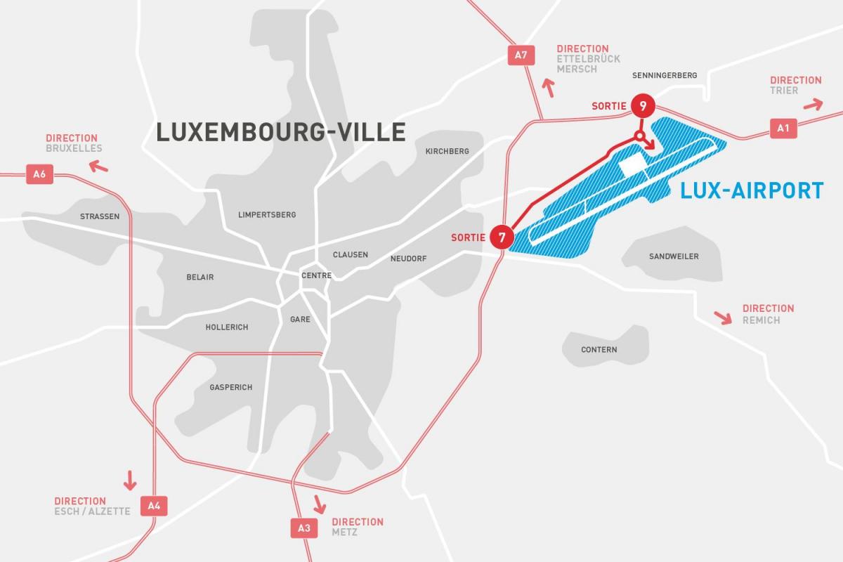 mapa ng Luxembourg airport