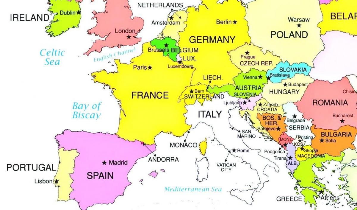 mapa ng europa na nagpapakita ng Luxembourg