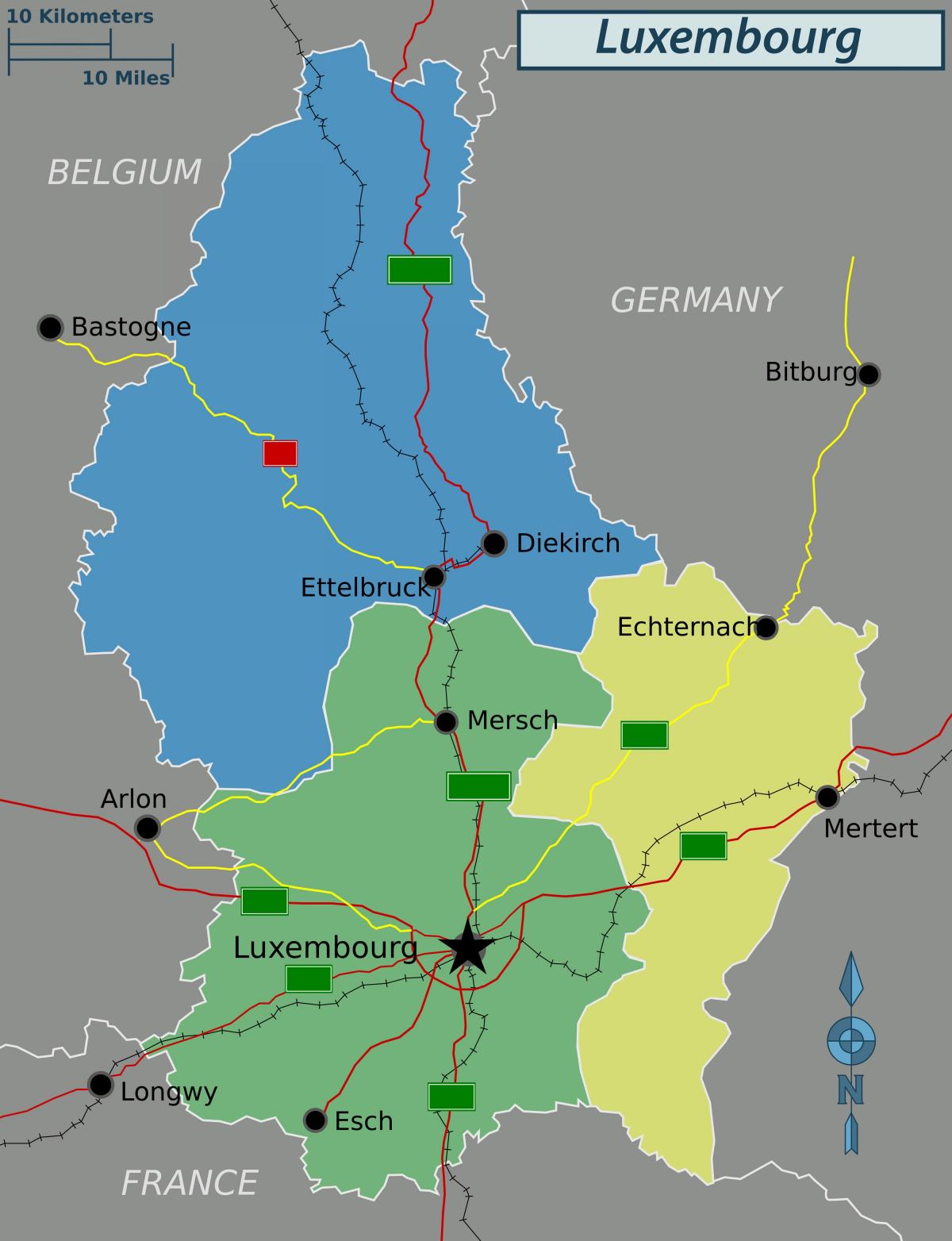 mapa ng Luxembourg pampulitika