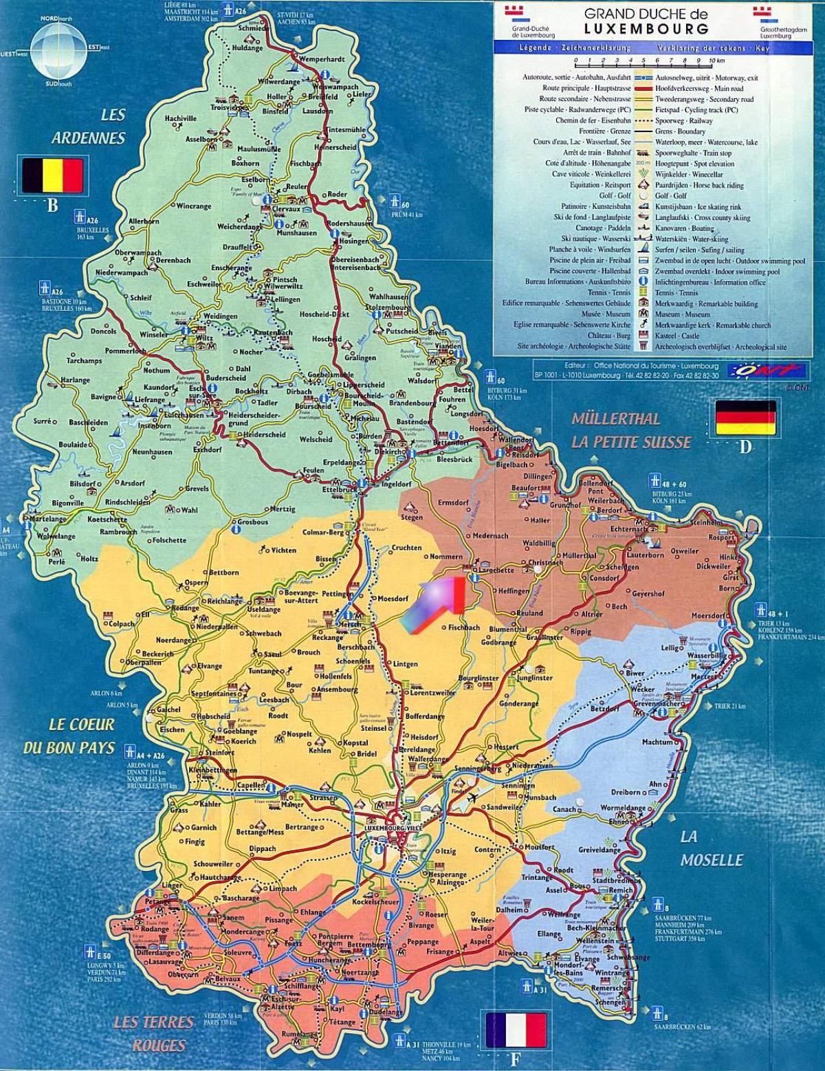mapa ng Luxembourg tourist atraksyon mapa