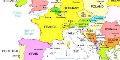 Mapa ng europa na nagpapakita ng Luxembourg